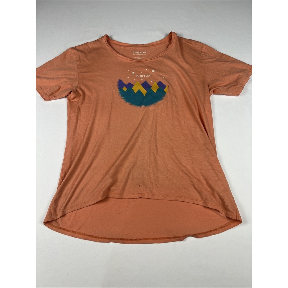 Burton Womens Organic Cotton Mountain Graphic T-Shirt Coral Orange Size M